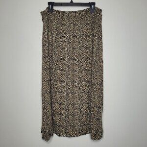 Vintage y2k 90s JBS tan black animal print pull on midi maxi punk grunge skirt